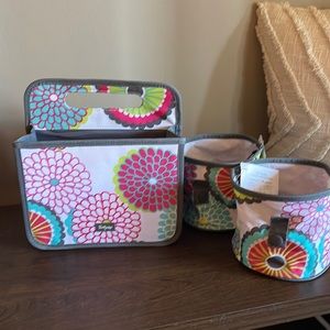 New! Thirty One Bubble Bloom Double Duty Caddy Organizer & 2 Oh Snap Bins